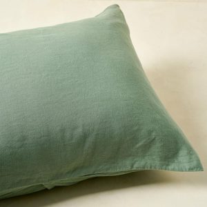 Bedding | Dusty Green Linen Cotton Pillow Sham Bed + Bath