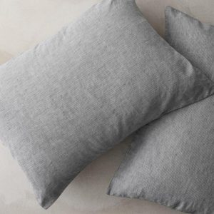 Bedding | Linen Cotton Pillow Sham – Charcoal Stripe Bed + Bath