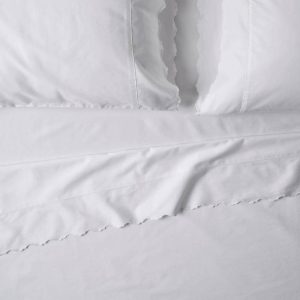 Bedding | Optic White Scalloped Edge Sheet Set Bed + Bath