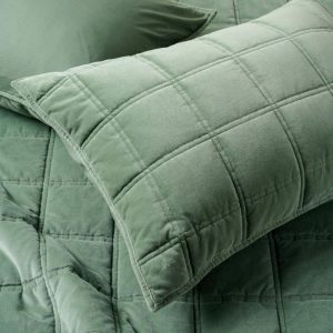 Bedding | Weekend Velvet Pillow Sham – Dusty Green Bed + Bath