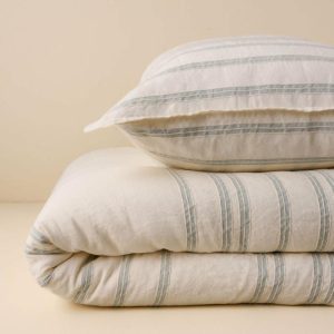 Duvet Covers | Embroidered Stripe Linen Cotton Duvet Cover – Chambray Bed + Bath Duvet Covers