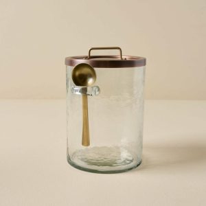 Kitchen Tools + Storage | Antique Copper + Rustic Glass Canister with Scoop Kitchen + Dining Kitchen Tools + Storage