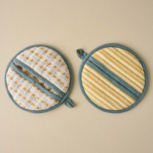 Serveware | Sunshine Stripe and Luna Floral Pot Holder Set Kitchen + Dining Serveware