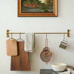 Shelves + Organization | Duke Brass Rail with Hooks Shelves + Organization Shelves + Organization