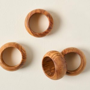 Tabletop | Olivewood Napkin Ring Set of Four Kitchen + Dining Tabletop