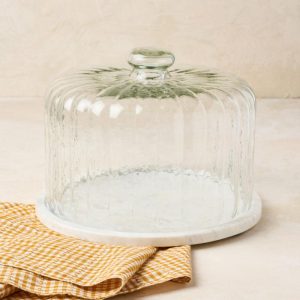 Tabletop | White Marble Fluted Cake Dome Kitchen + Dining Tabletop