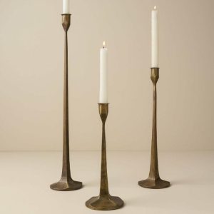 Tapers + Candleholders | Antique Brass Gatecrest Decor Tapers + Candleholders