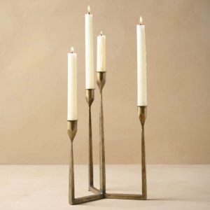 Tapers + Candleholders | Antique Brass Gatecrest Multi Taper Holder Decor Tapers + Candleholders