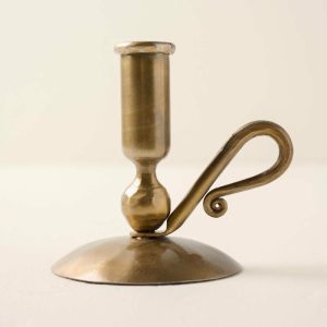 Tapers + Candleholders | Brass Wright Taper Holder Decor Tapers + Candleholders