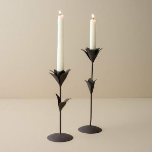 Tapers + Candleholders | Tulip Iron Taper Holder Decor Tapers + Candleholders