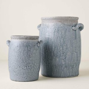 Vases | Light Blue Crackle Handled Vase Decor Vases