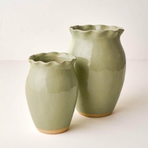 Vases | Nancy Green Scalloped Ceramic Vase Decor Vases