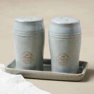 Core Kitchen Collection | French Grey Embossed Stripe Salt & Pepper Shaker Set Core Kitchen Collection