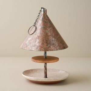 Garden | Speckled Ceramic Bird Feeder Decor Garden