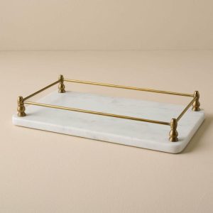 Bath | Antique Brass and Marble Vanity Tray Bath Bath