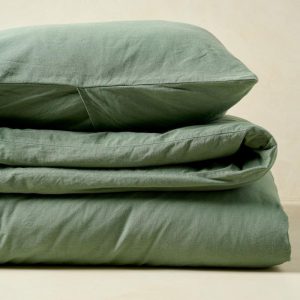 Bedding | Dusty Green Linen Cotton Duvet Cover Bed + Bath