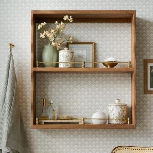 Wall Décor + Mirrors | Faye Scallop Shelf with Brass Rails Decor Wall Décor + Mirrors